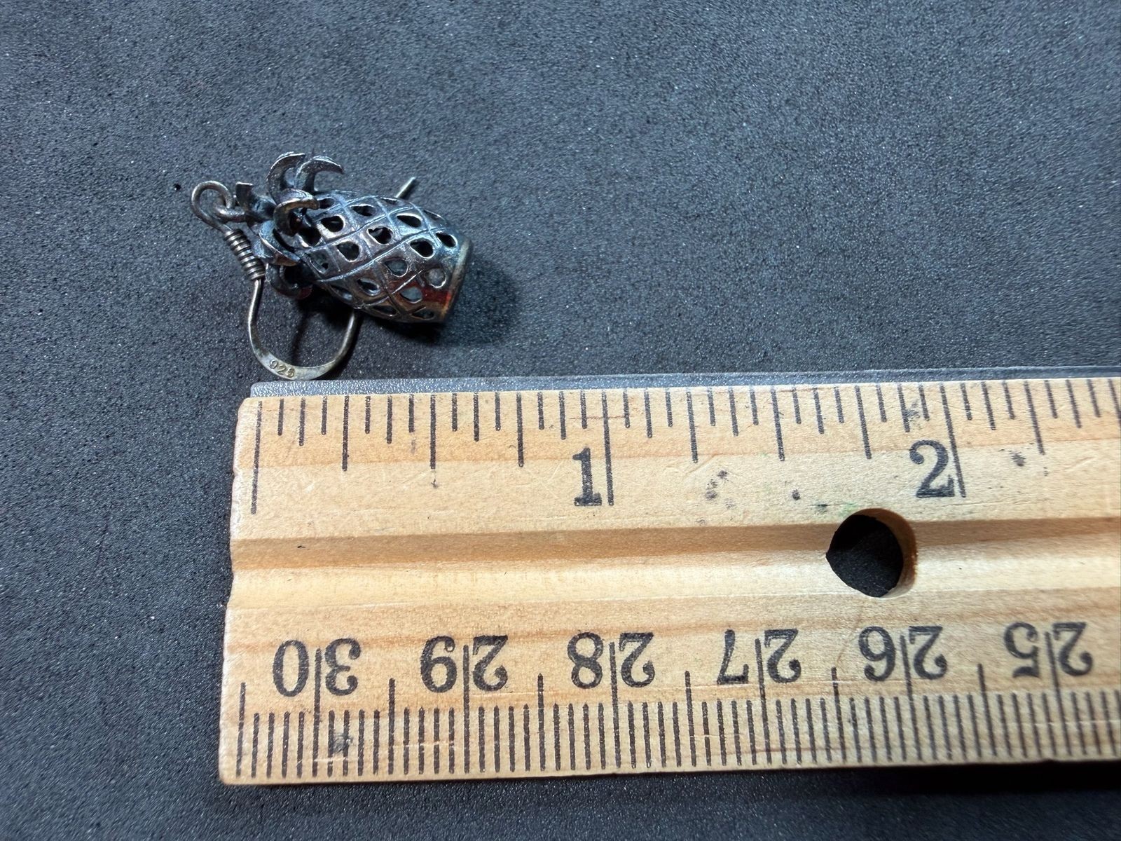 5.59g Vintage Sterling Silver 925 Pineapple Dangle Drop Earrings Retro Charm M