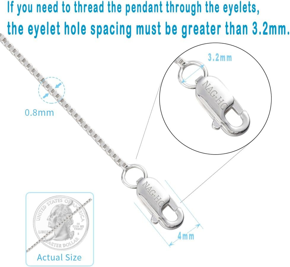925 Sterling Silver Chain 0.8MM Delicate Box Chain – Italian Necklace Chain – Ti