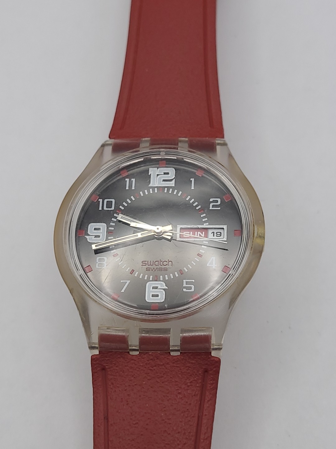 Vintage Swatch Analog Quartz Mens Watch “Ruby Touch” New Battery Working