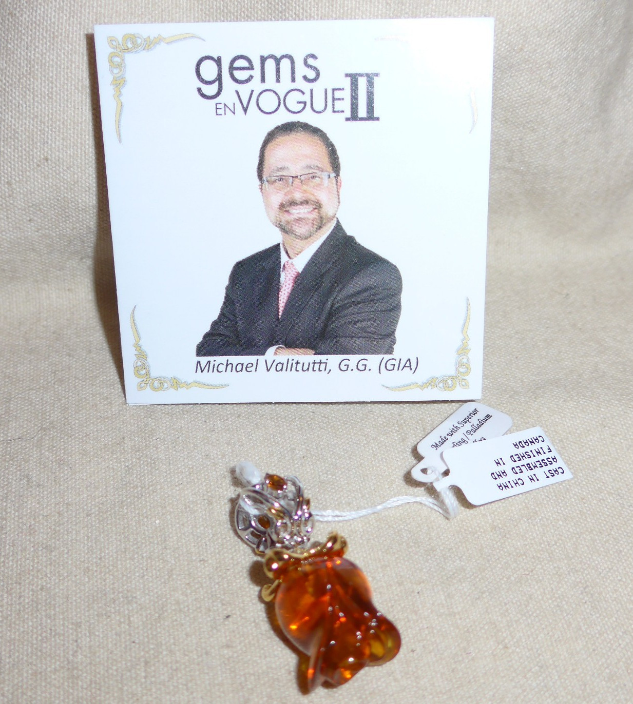 Gems en Vogue Sterling Palladium AMBER TULIP Charm by Michael Valitutti NWT