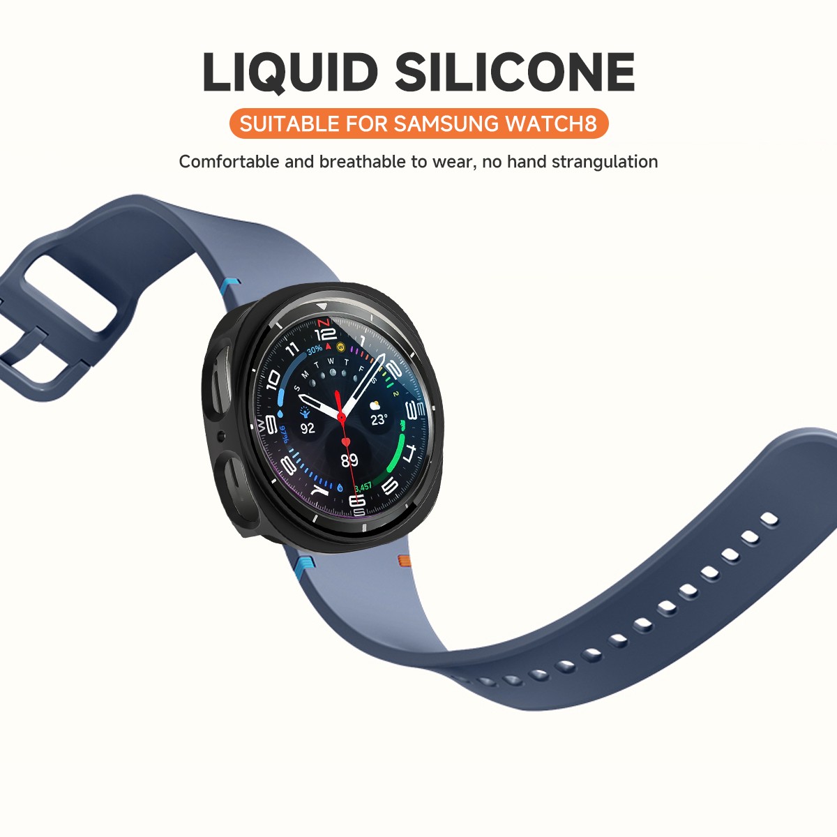 For Samsung Galaxy Watch 8 40/44mm Silicone Watch Band Strap with PC Case Cover
