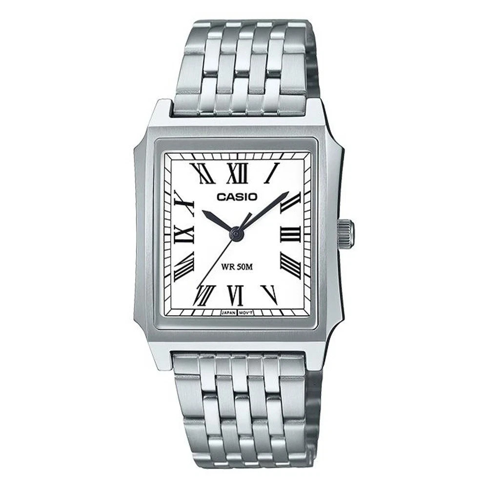 Casio MTP-B190D-7B Analog Stainless Steel White Dial Date Quartz Dress Mens