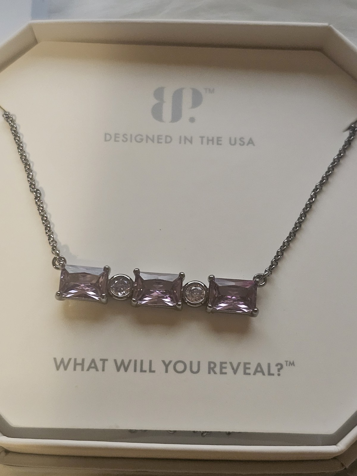 Bomb Party Necklace RBP8956 Amethyst Cz Hematite Plated You Light Me Up