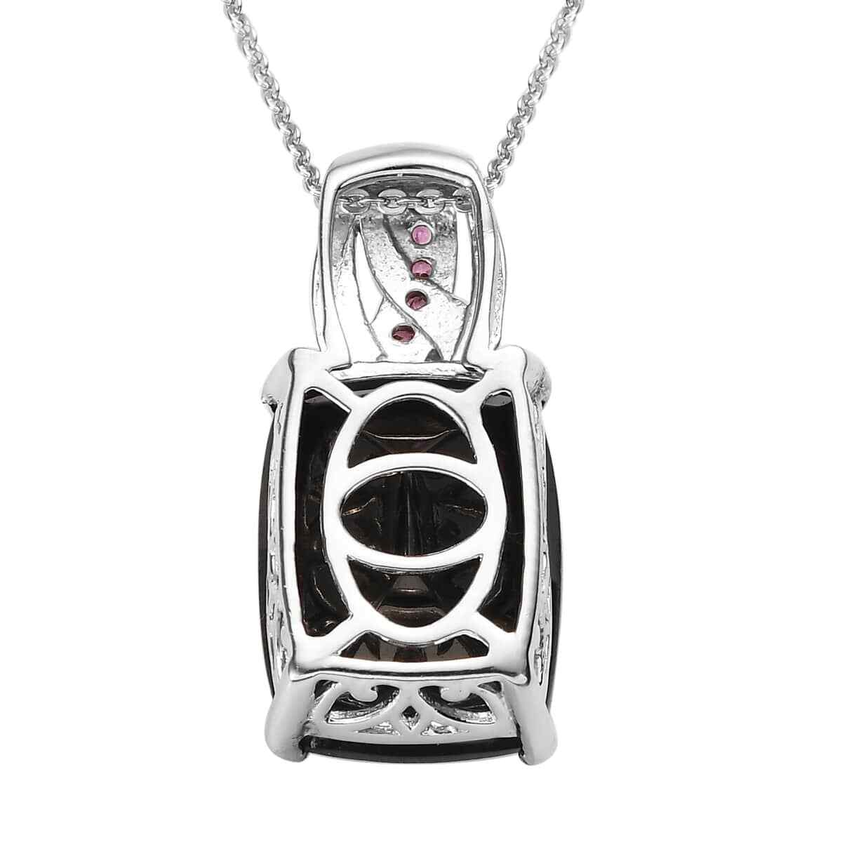 BEAUTIFUL!! 5.85ctw Elite Shungite & Rhodolite Necklace 20″ Platinum Plated