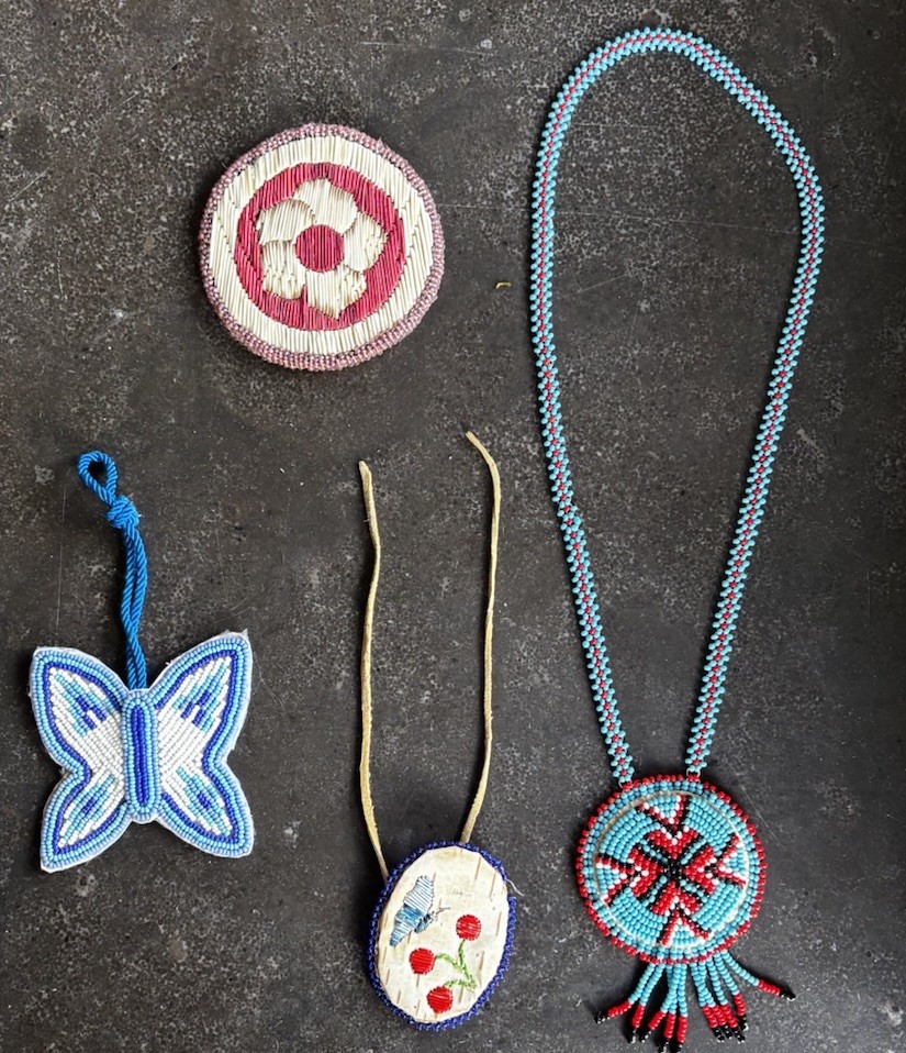 Lot Of 4 Vintage Navajo Beaded Medallion Pendants Adornment