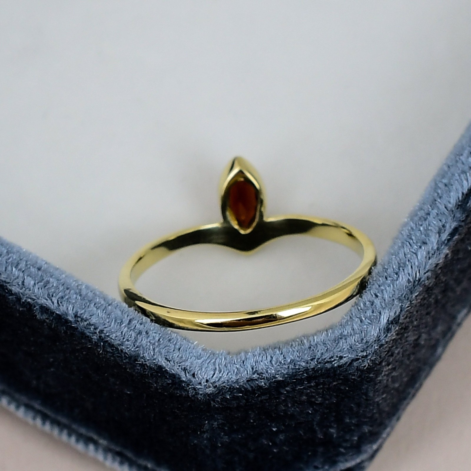 Garnet Marquise Ring 3x6mm Bezel Set Minimalist January Birthstone Gold Ring