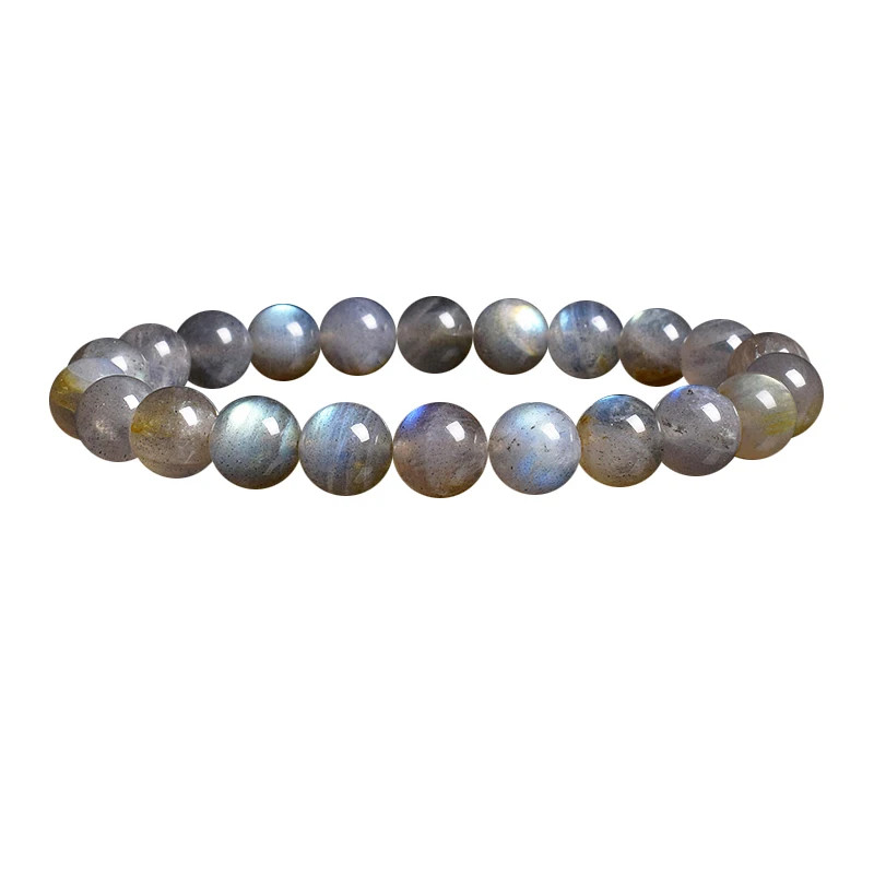 Labradorite Bracelet Round Beaded Band Flash Spectrolite Moonstone 1 Pc