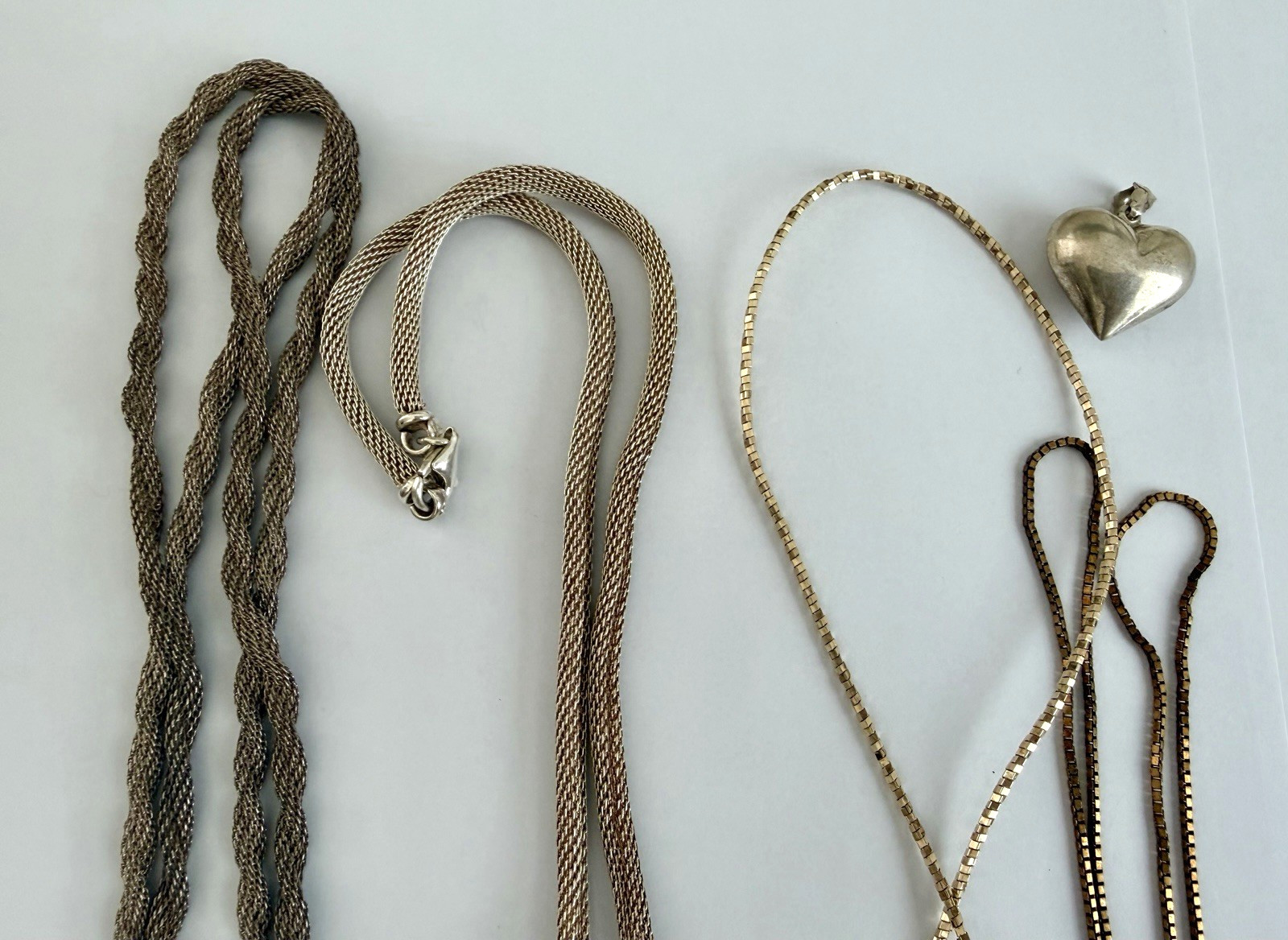 Substantial Vintage 925 Sterling Silver Jewelry Lot 8pcs 114g Necklaces Bracelet