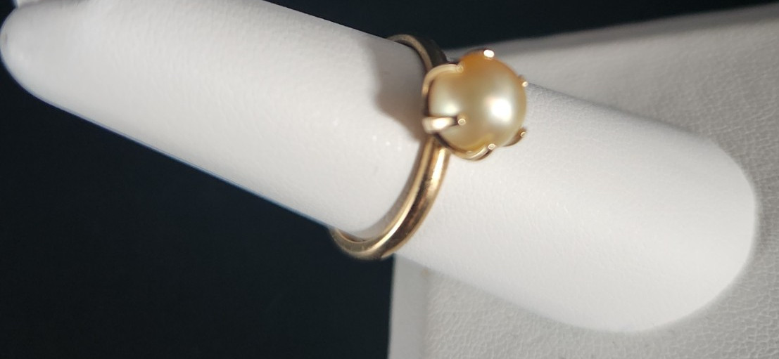 Art Carved Antique 14k Solid Yellow Gold Pearl 6 Prong Ring Size 7 Engagement
