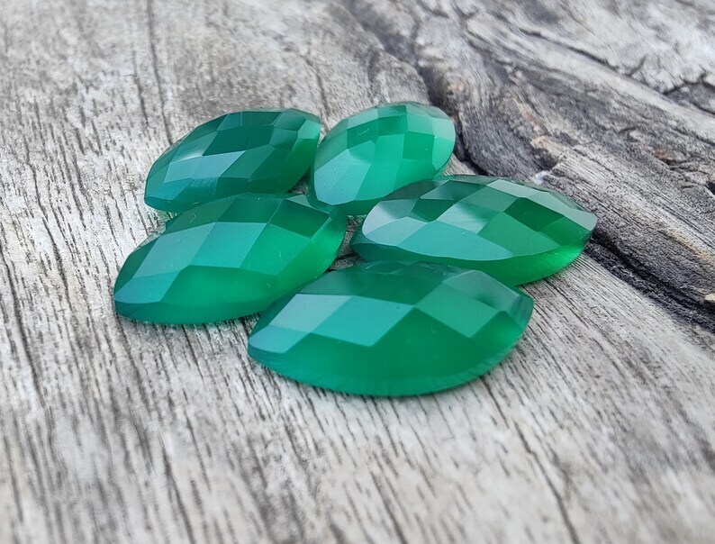 100% Natural Green Onyx Marquise Shape Faceted Cut Wholesale Gemstones