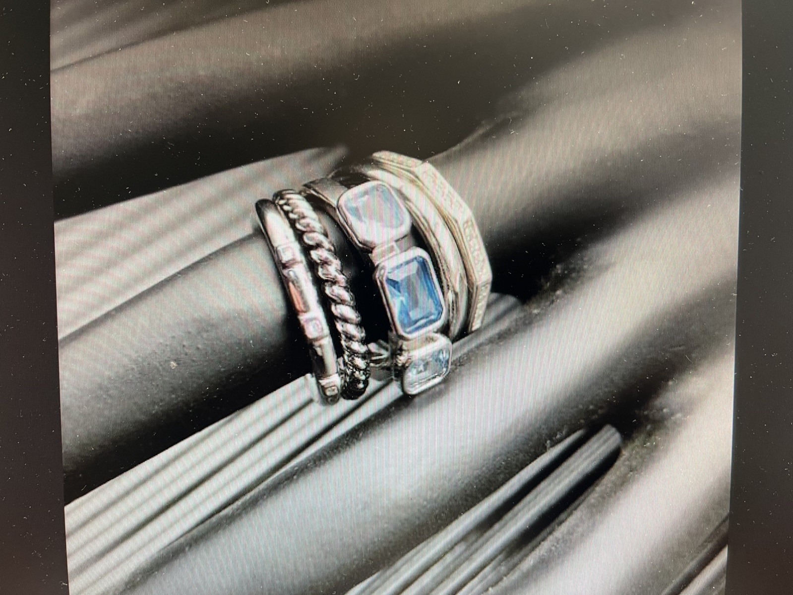 DAVID YURMAN 925 Sterling Silver Blue Topaz Cable Stack Ring size 8