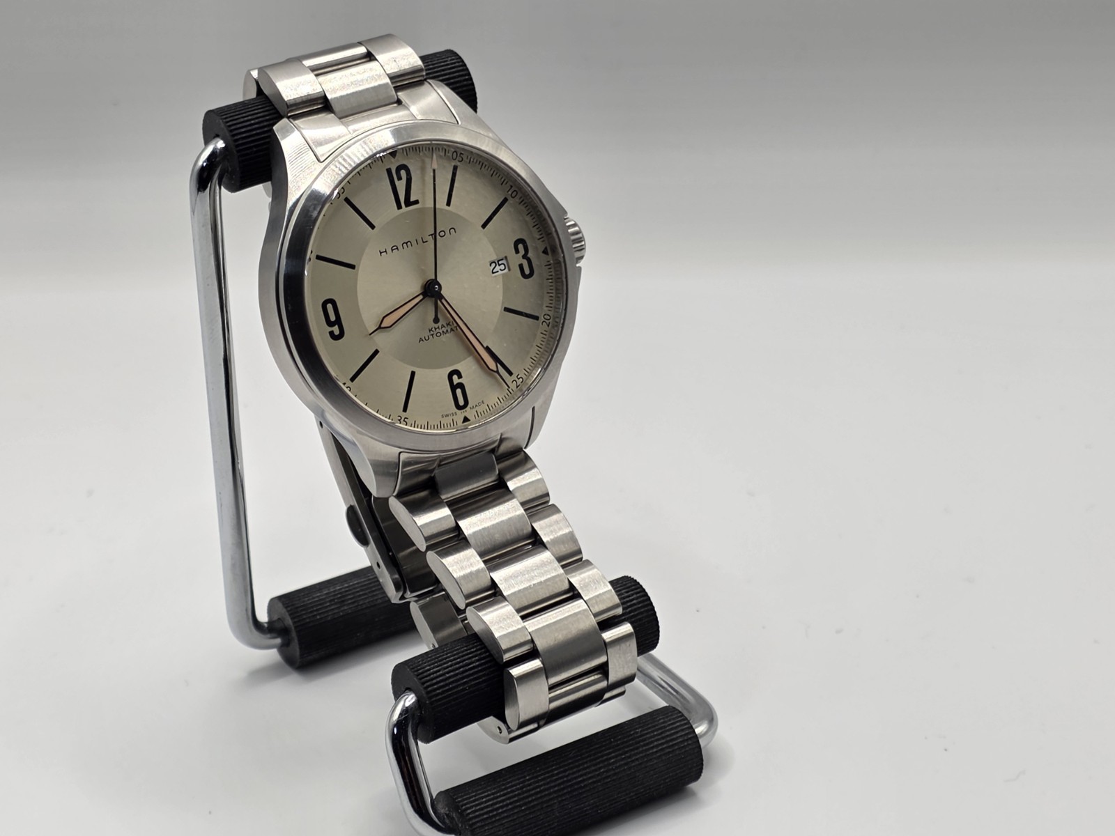 Hamilton Khaki Aviation Beige Men’s Watch, Stainless Steel Band And Leather