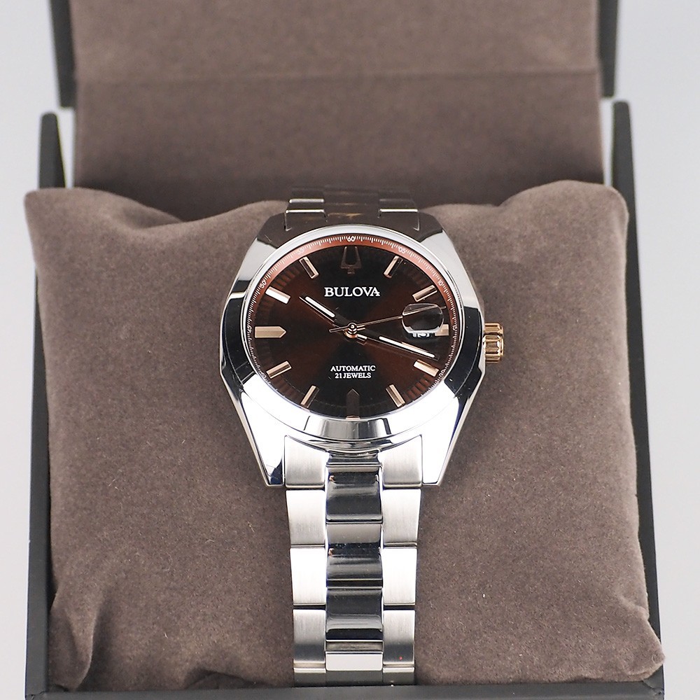 Bulova Surveyor 98B422 Burgundy Red Dial Stainless Steel Automatic Men’s Watch
