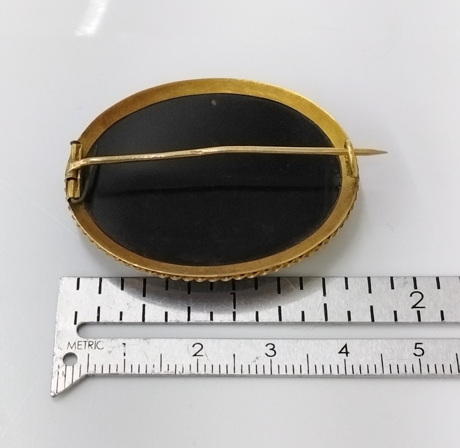 18K Yellow Gold Antique Victorian Gold Pietra Dura Italy Mosaic Pin Brooch FZZ