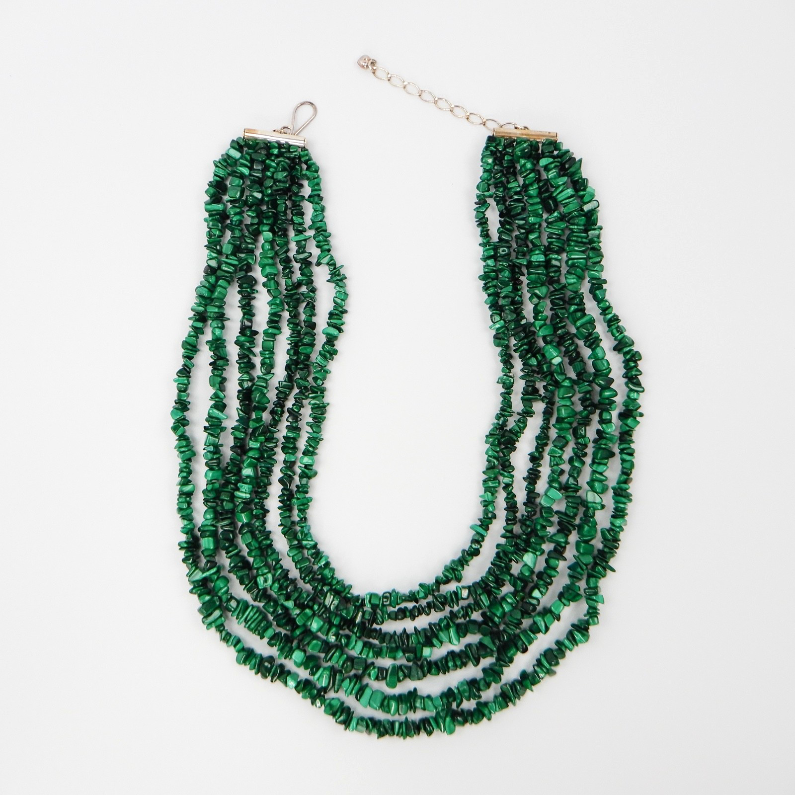 Mine Finds By Jay King 7 Strand Genuine Malachite Waterfall Necklace 18-21”