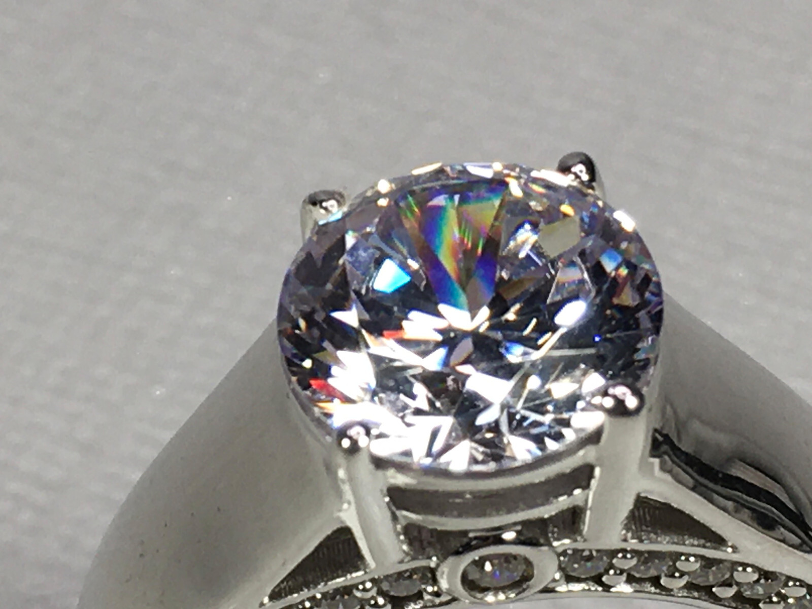 CHARLES WINSTON BELLA LUCE 7.83 CTW ZIRCONIA RHODIUM OVER STERLING RING SIZE 9