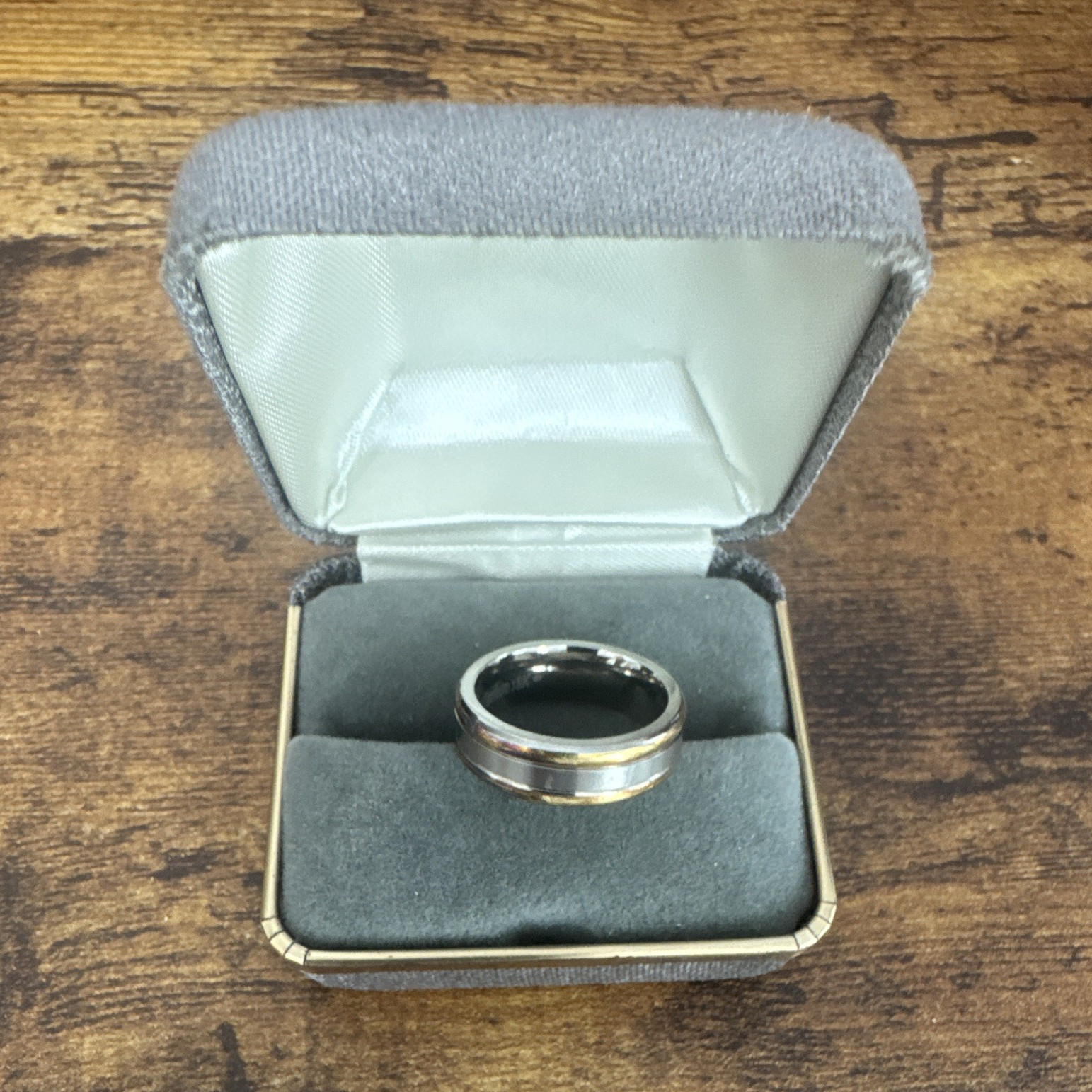 Triton 18K Two-Tone Silver & Gold Wedding/Anniversary Band Ring Size 8