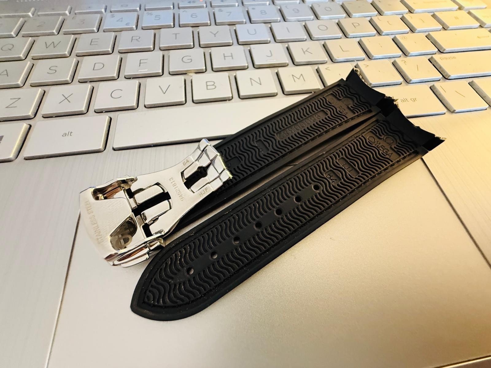 22mm omega seamaster rubber nylon Watch Strap Deployment black