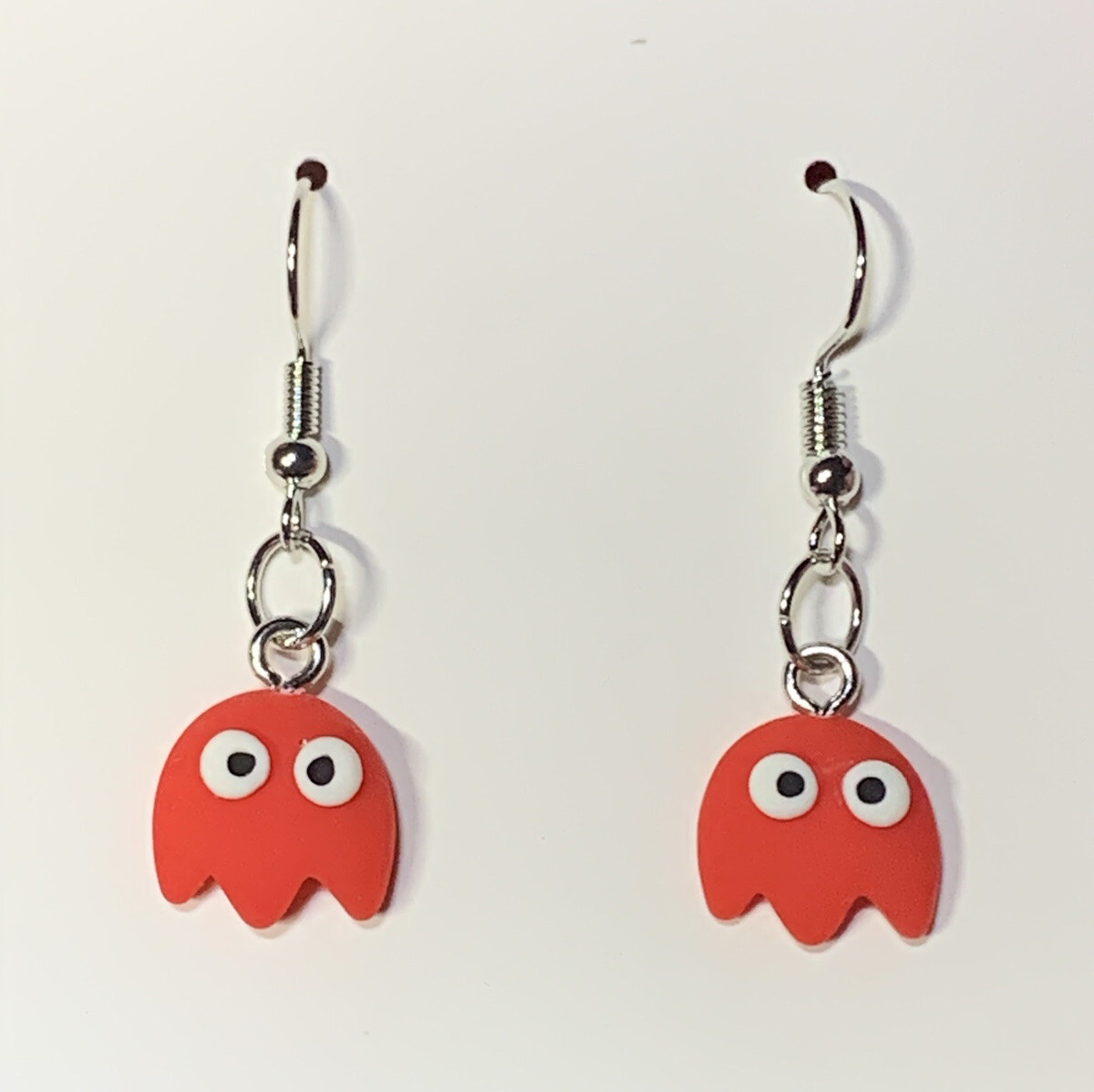 Silver Ghost From Pac-Man Drop Dangle Earrings!!