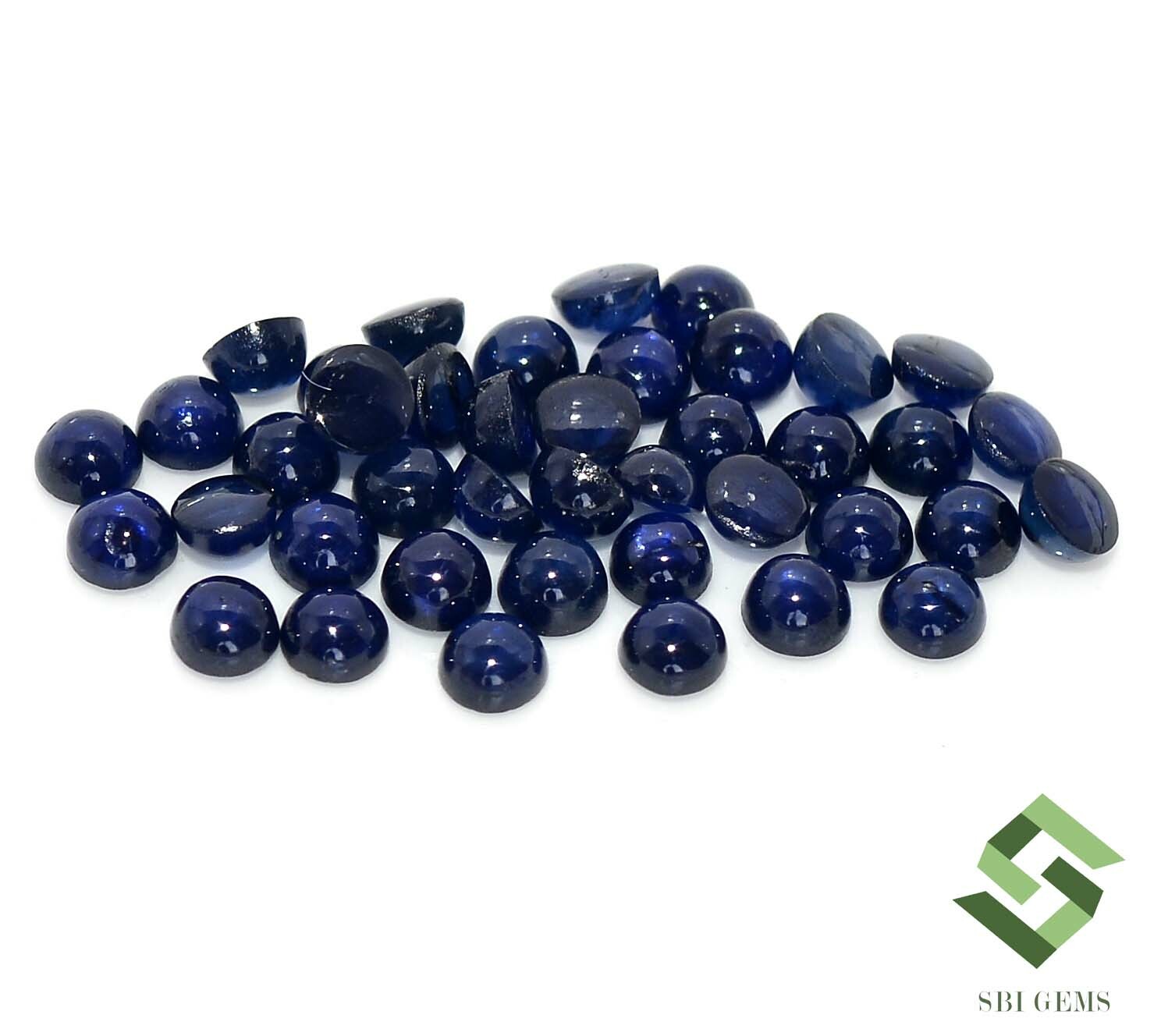 3 mm Natural Blue Sapphire Round Cabochon Lot 40 Pcs 7.71 CTS Loose Gemstones