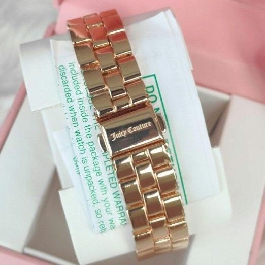 Juicy Couture Women’s Watch Pink Gold Pave Set Stylish Sparkling Quartz