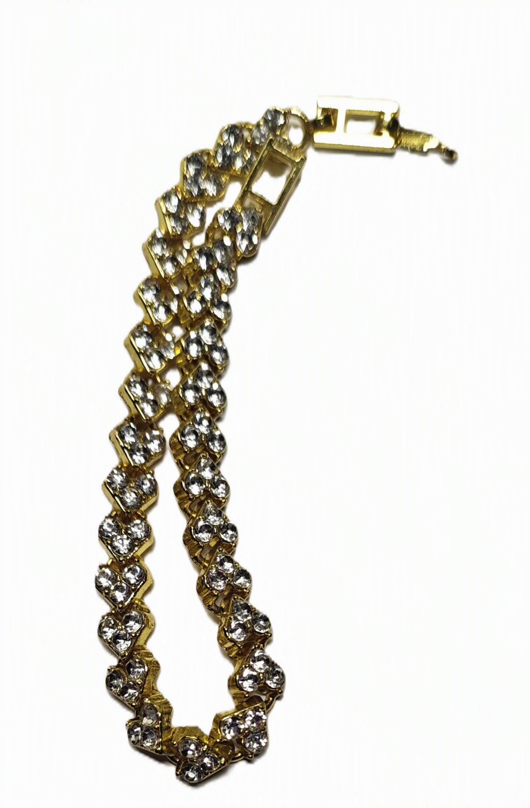Iced Out Heart Shape CZ Tennis Chain Gold Plated Necklace Hip Hop Jewelry