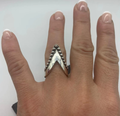 Solid 925 Sterling Silver Band Ring V Shape Chevron Handmade Ring All Size