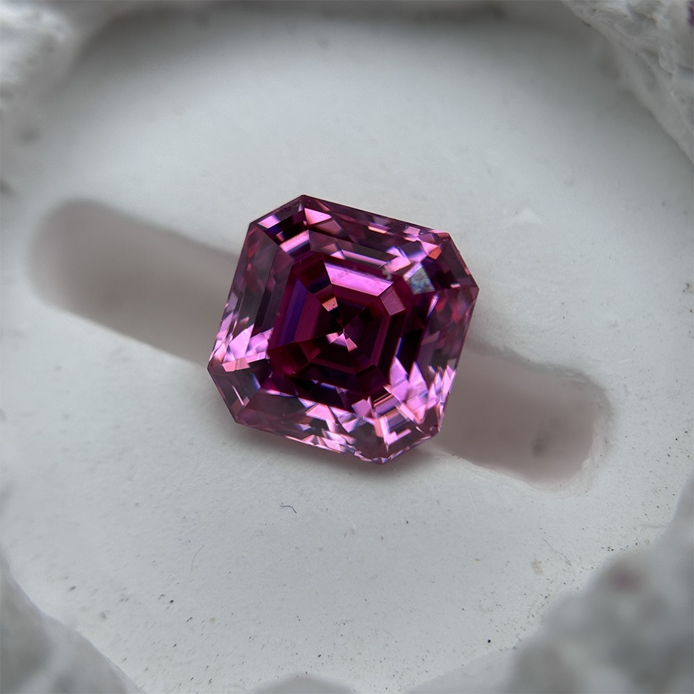 3x3mm-12x12mm 1PCS Asscher Cut Pink Loose Moissanite Gemstone for Jewelry Stone