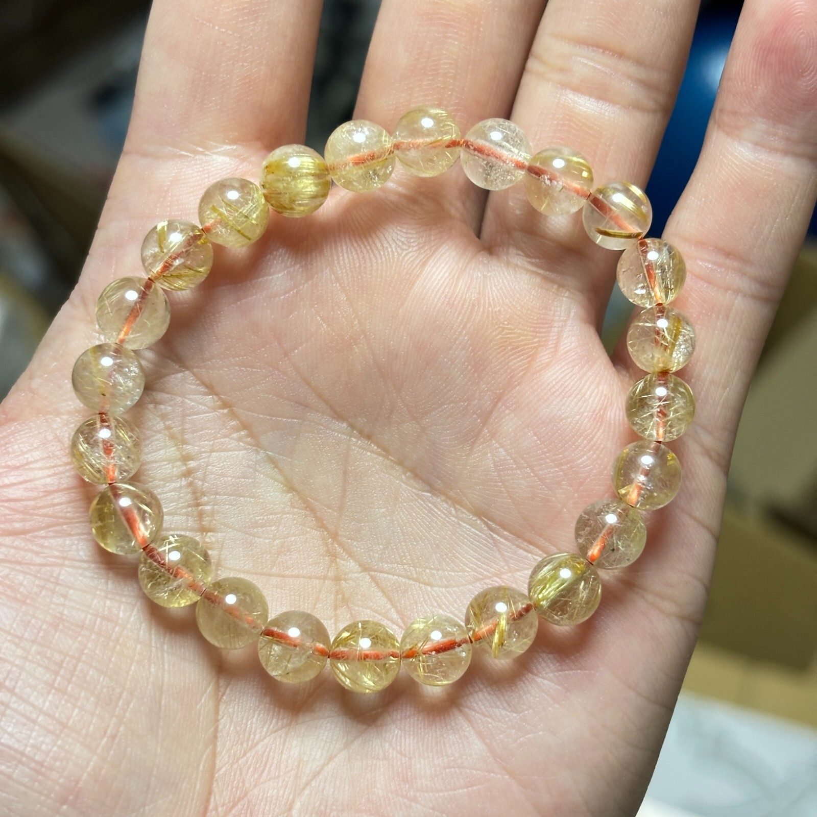 High quality rutilated quartz bracelet approx. 8mm 18g Natural Brazil