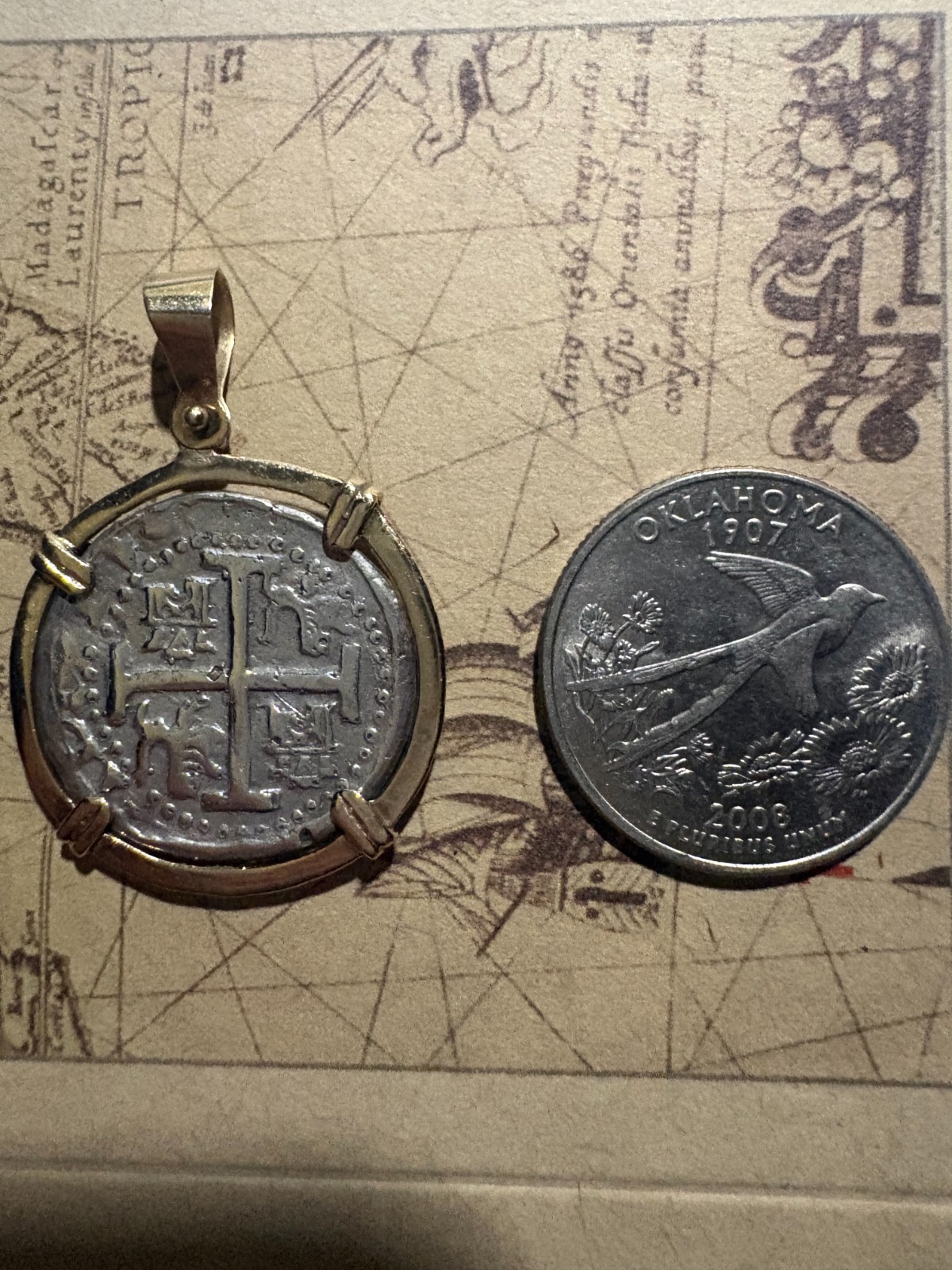 ATOCHA Silver Coin Pendant In 14k Gold Bezel Handmade from Atocha Silver