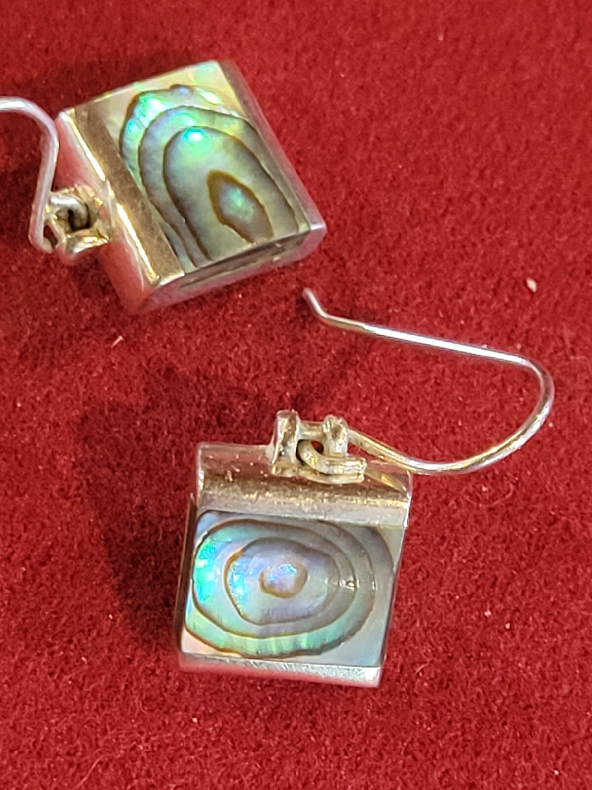 Abalone 925 Sterling Silver Square Earrings with Square Corners 13mm X 12 mm🔥🔥