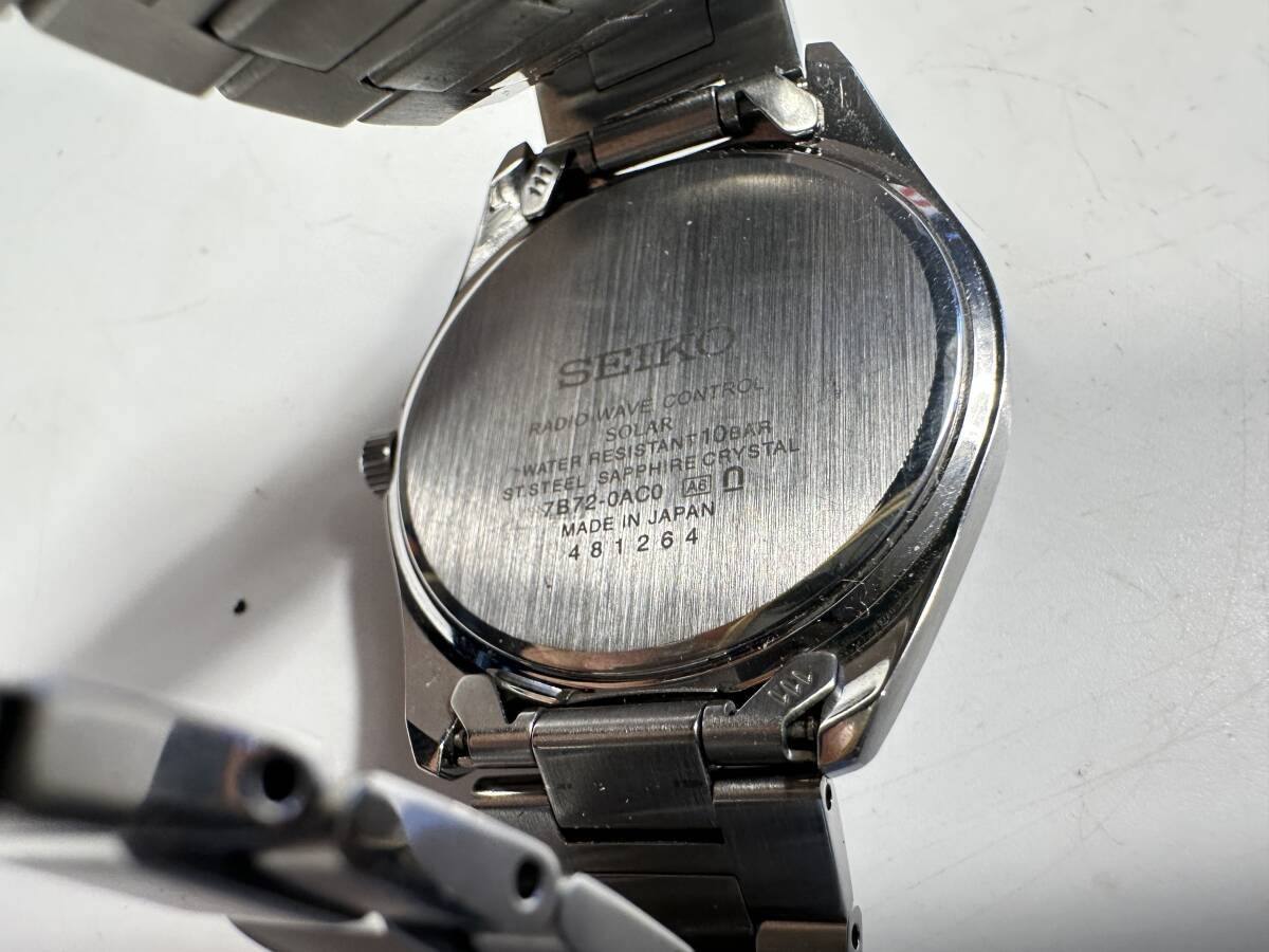 SEIKO SELECTION 7B72-0AC0 Radio Wave Solar Date 3-Hand Men’s Watch Black Dial /