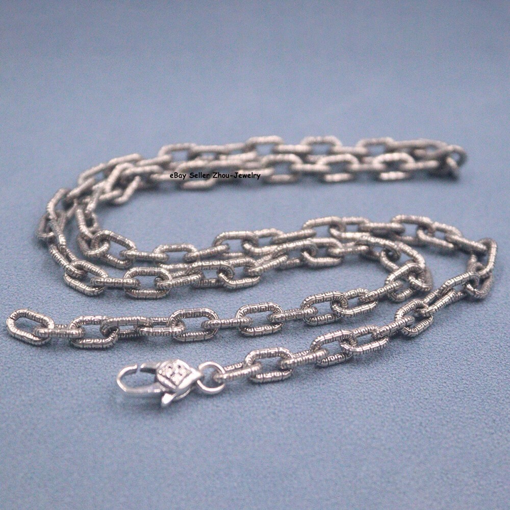 Real S925 Sterling Silver Chain 5mm Square O Link Necklace 31-32g 19.6inch