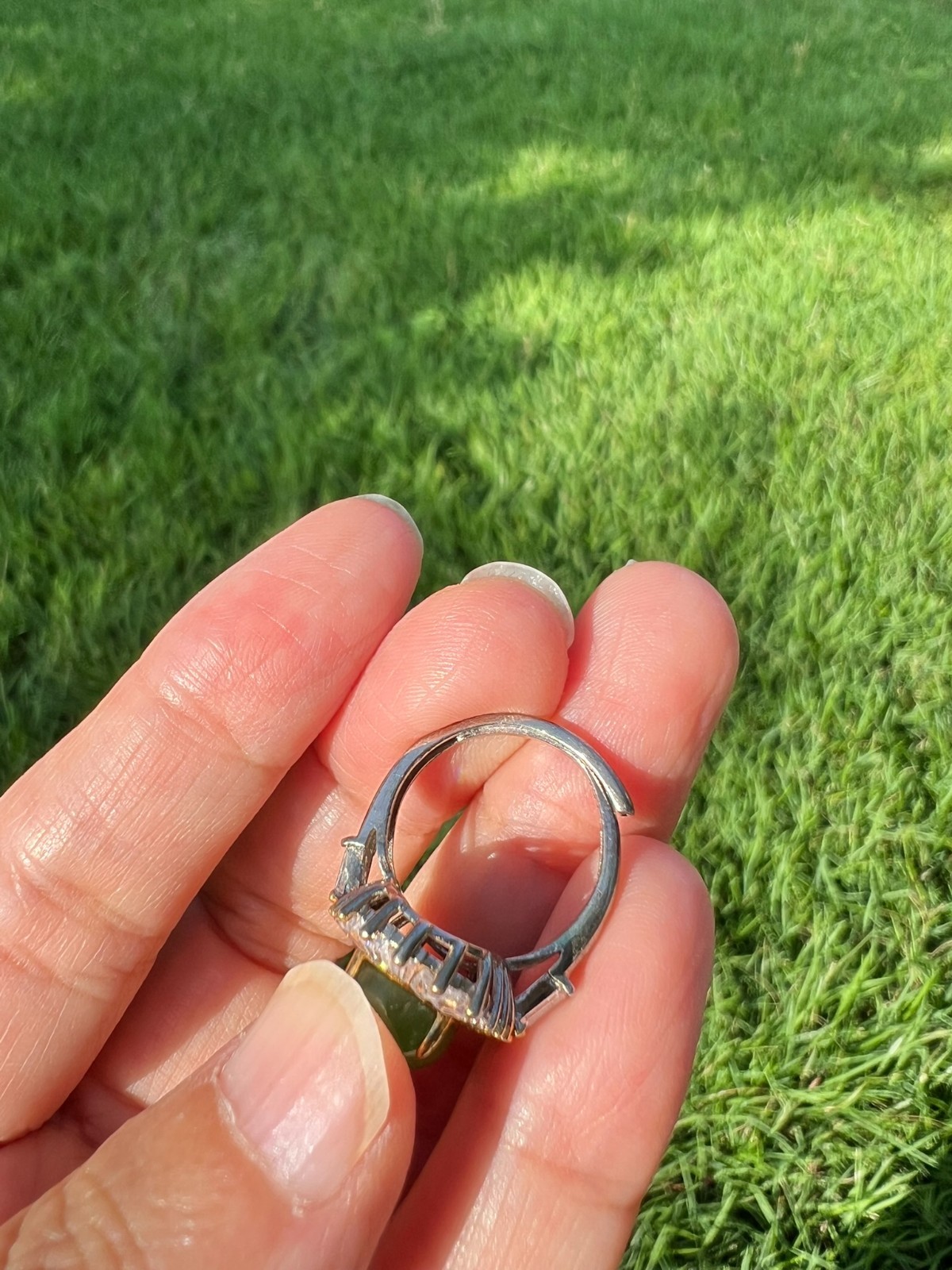 Rich Green Genuine Nephrite Jade Cabochon Ring B02 R
