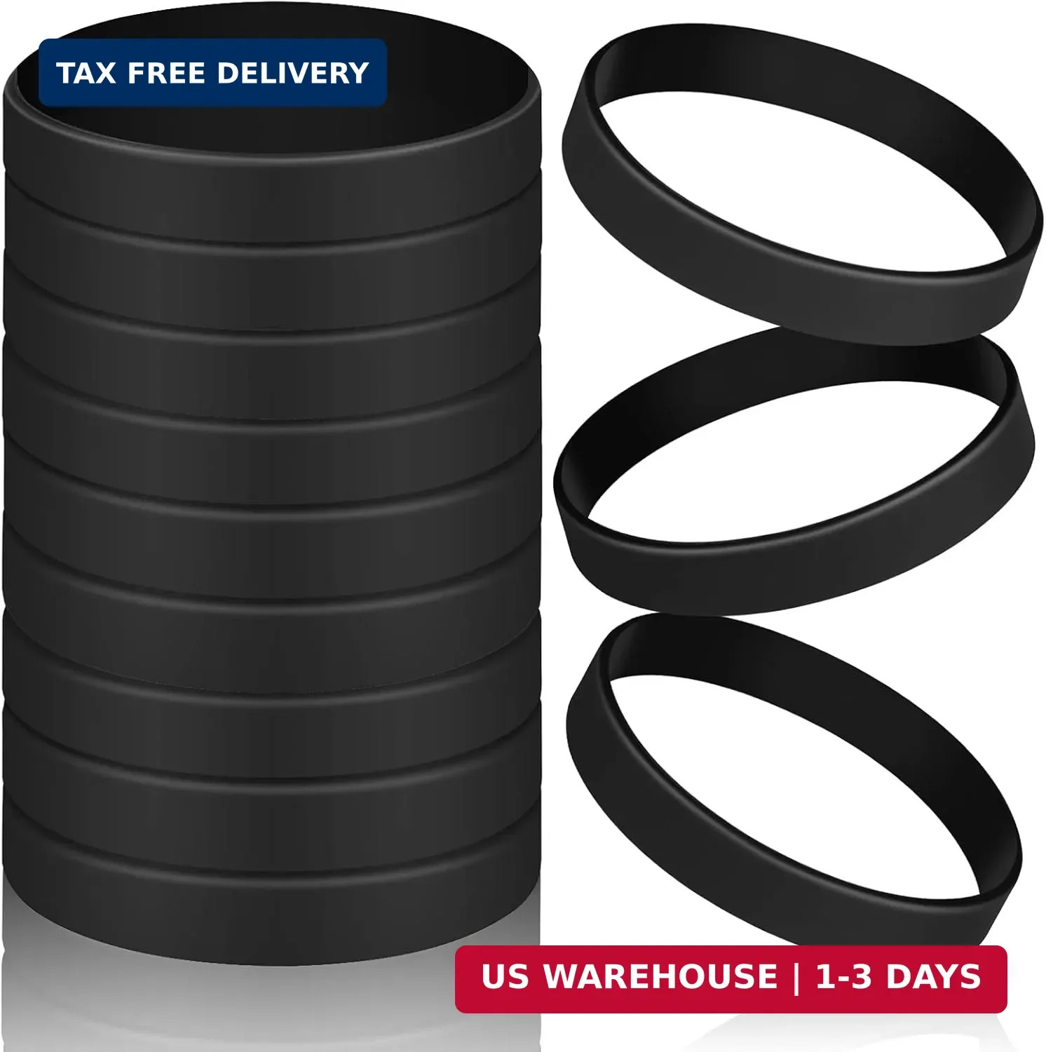 12 Pieces Rubber Bracelets, Solid Color Silicone Wristbands, Multi-Pack Blank Wr