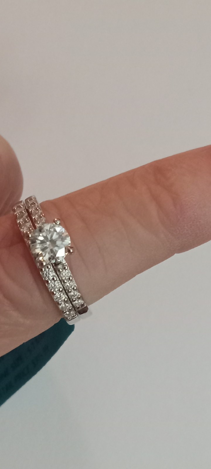 925 Wedding Set Carat wt DEW 1.11 ct–stone size 5.7 mm Size 8 NWT