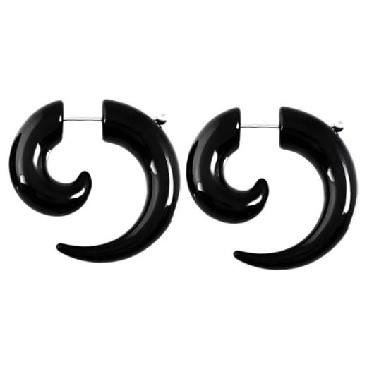 1 Pair 3 mm(8 G) Acrylic Swirl Spiral Tribal Fake Tapers Gauge 6 mm(2 G) Black