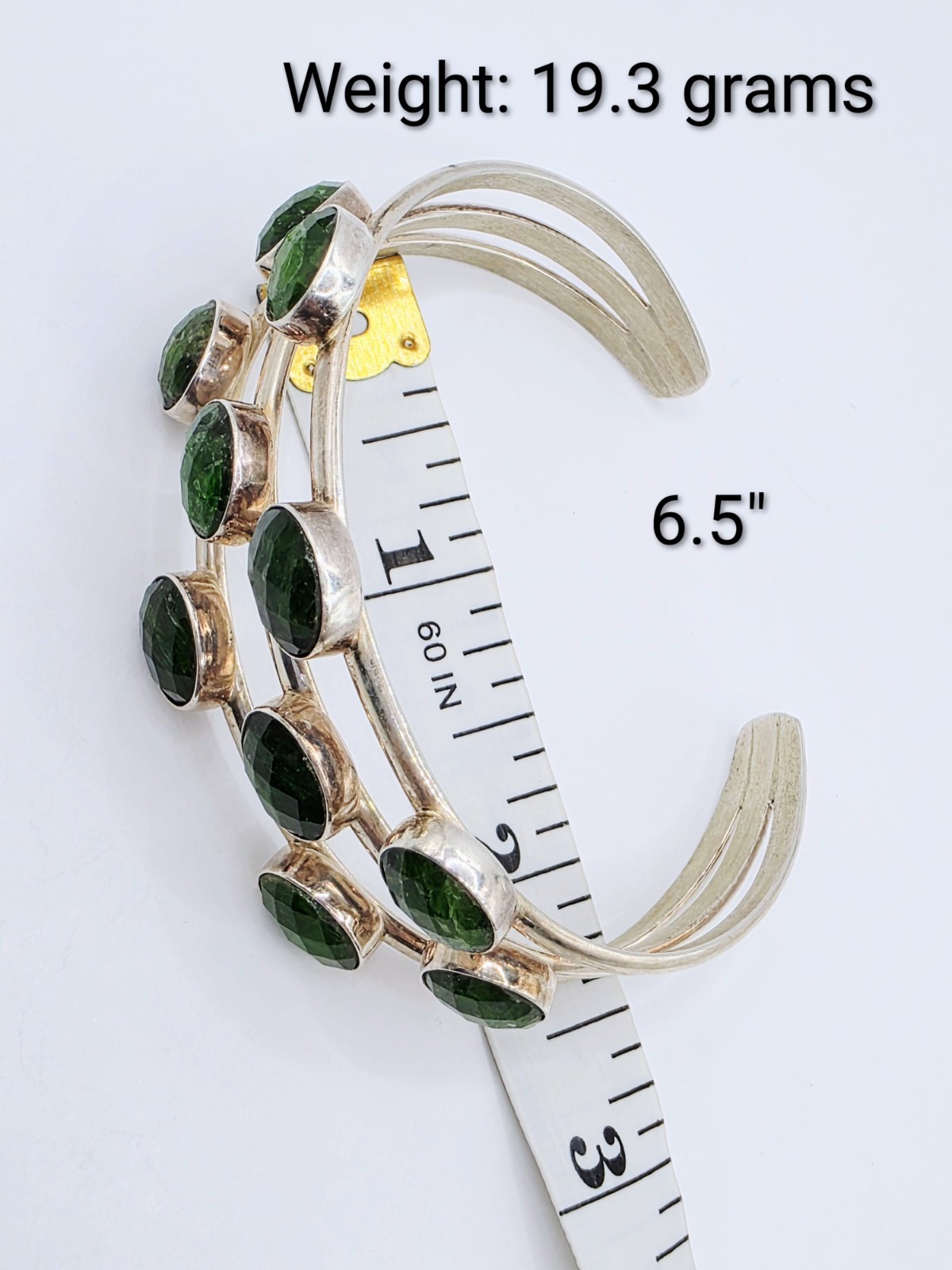 Jay King Sterling Silver Green Chrome Diopside MultiStone Cuff Bracelet 6.5″