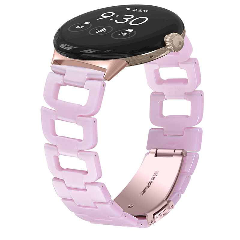 Luxury D Link Resin Watch Band Stainless Steel Strap For Google Pixel Watch 1 2