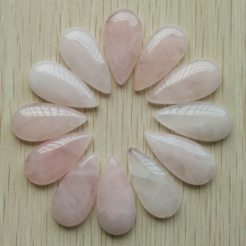 12pcs Natural Powder Crystal Water Drop Cab Cabochons Beads No Holes 15x30mm DIY