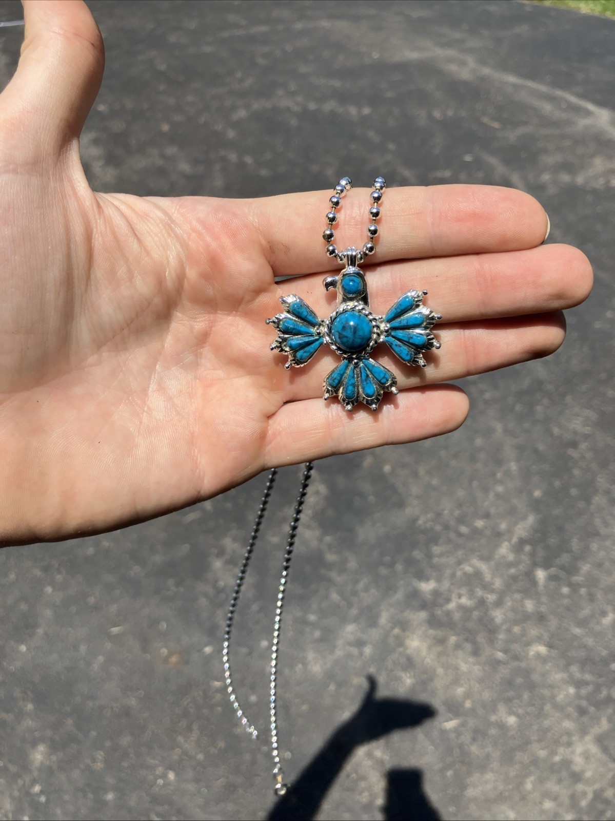 gold crown inc turqoiuse color native american eagle necklace