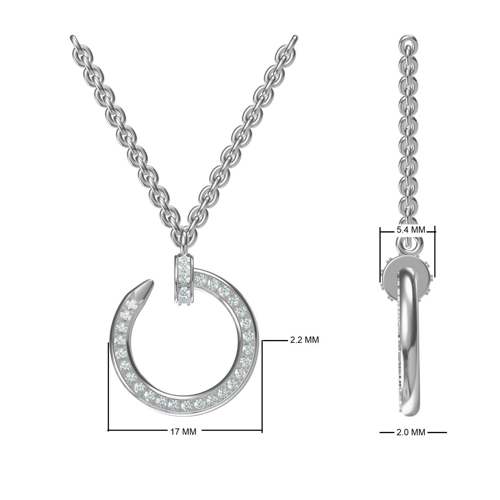 0.36 Ct F-G VS Round Lab Grown Diamond Pendant 14k White Gold Certified