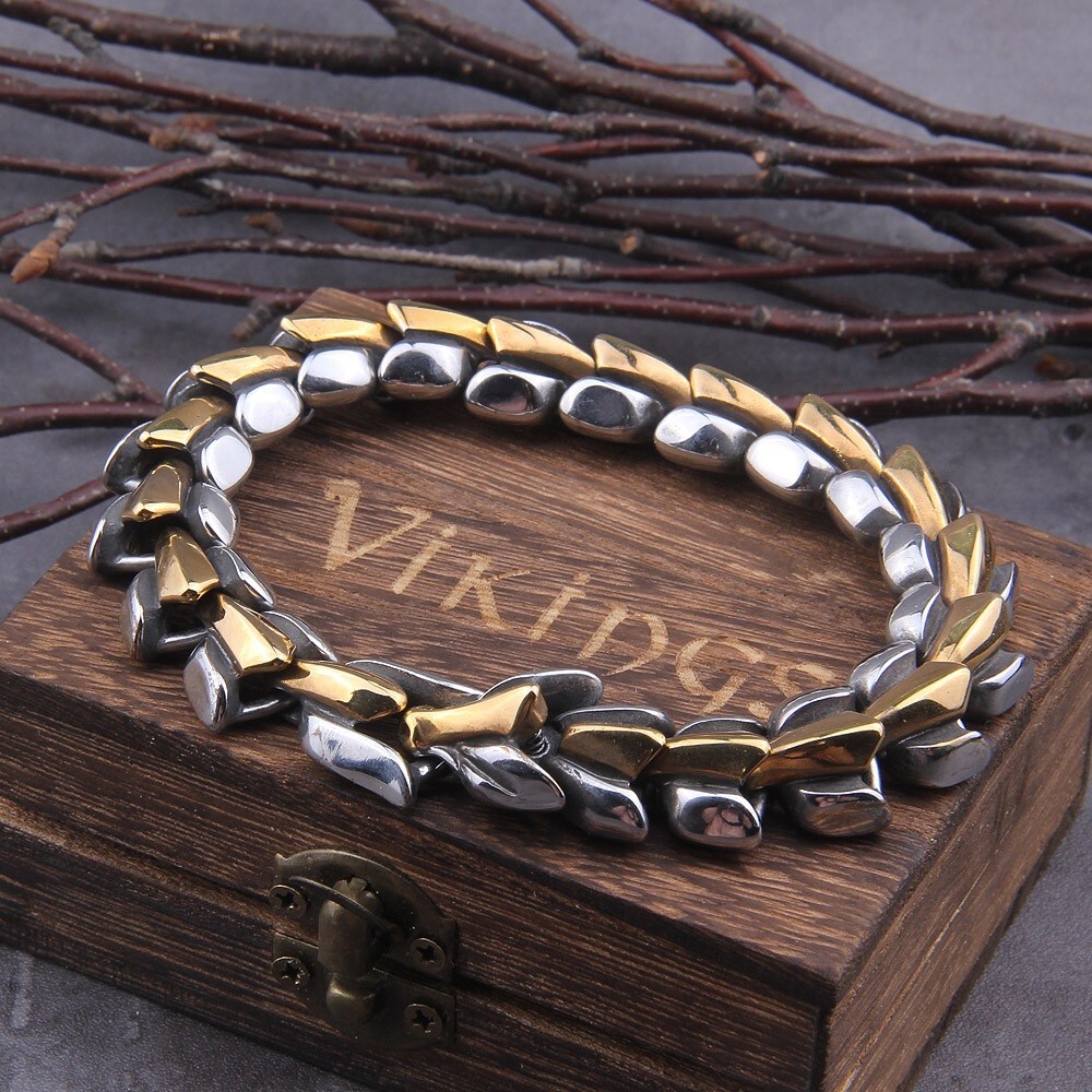 Viking Bracelet Ouroboros Vintage Punk Stainless Steel Fashion Jewelry For Mens