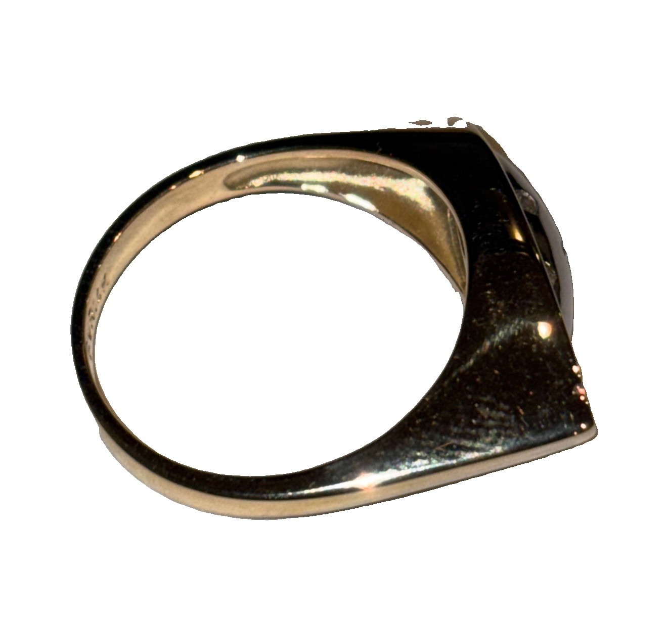 14K Yellow Gold Unique Ornate Concave Women’s Ring With Small Diamond’s Sz 8.25