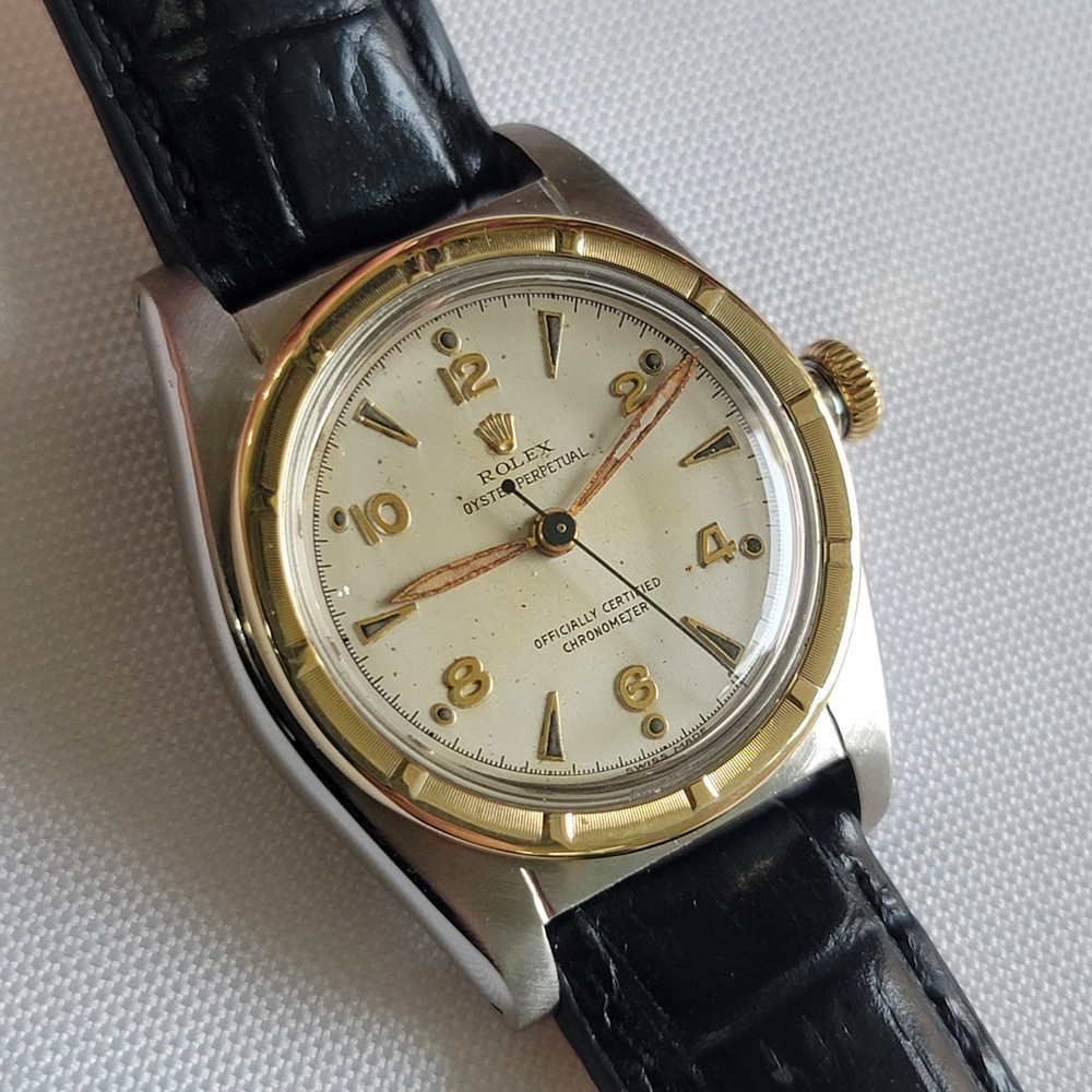 Rolex Oyster Perpetual 5015 14k SS 1940s 32mm Mens Bubble Back Automatic RA690