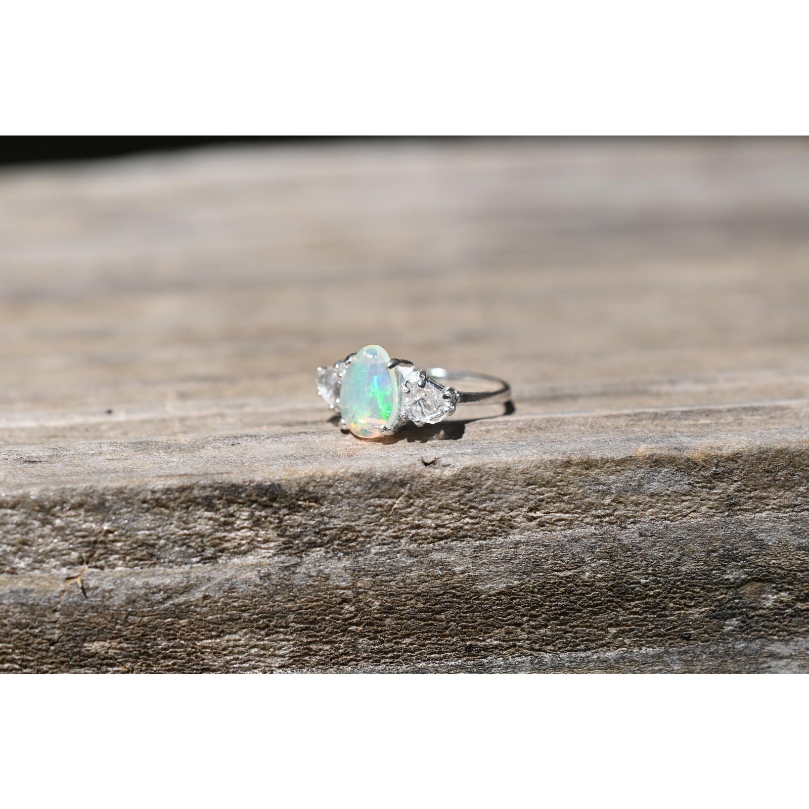 Opal and Lake County diamond ring, size 4 5 6 7 8 9 10 11 12
