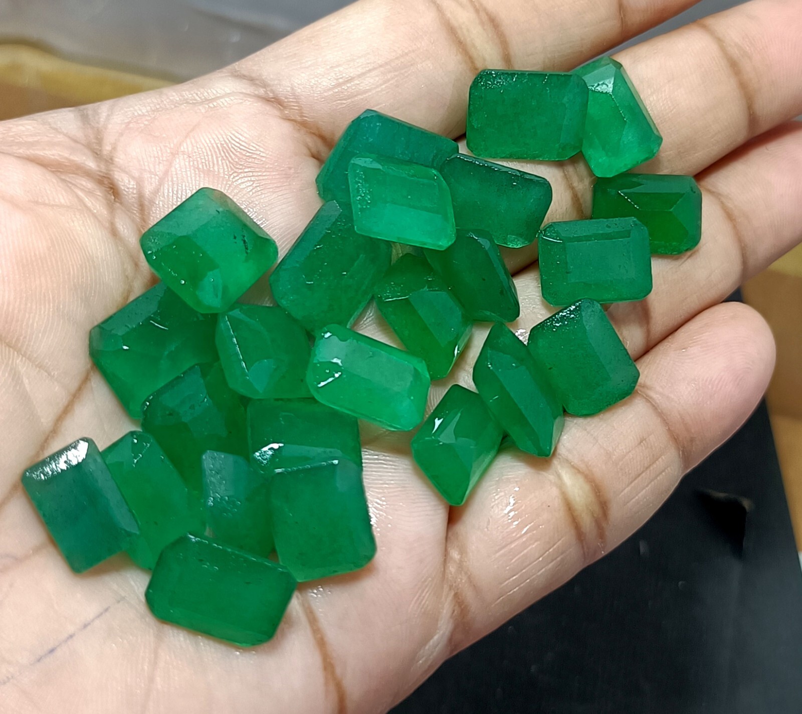 50 Ct NATURAL Colombian Emerald Certified Emerald Cut GEMSTONE Mix Size LOT