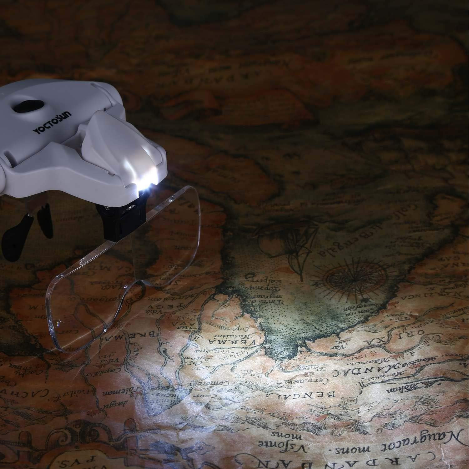 LED Head Magnifier with 5 Interchangeable Lenses and Rechargeable Light