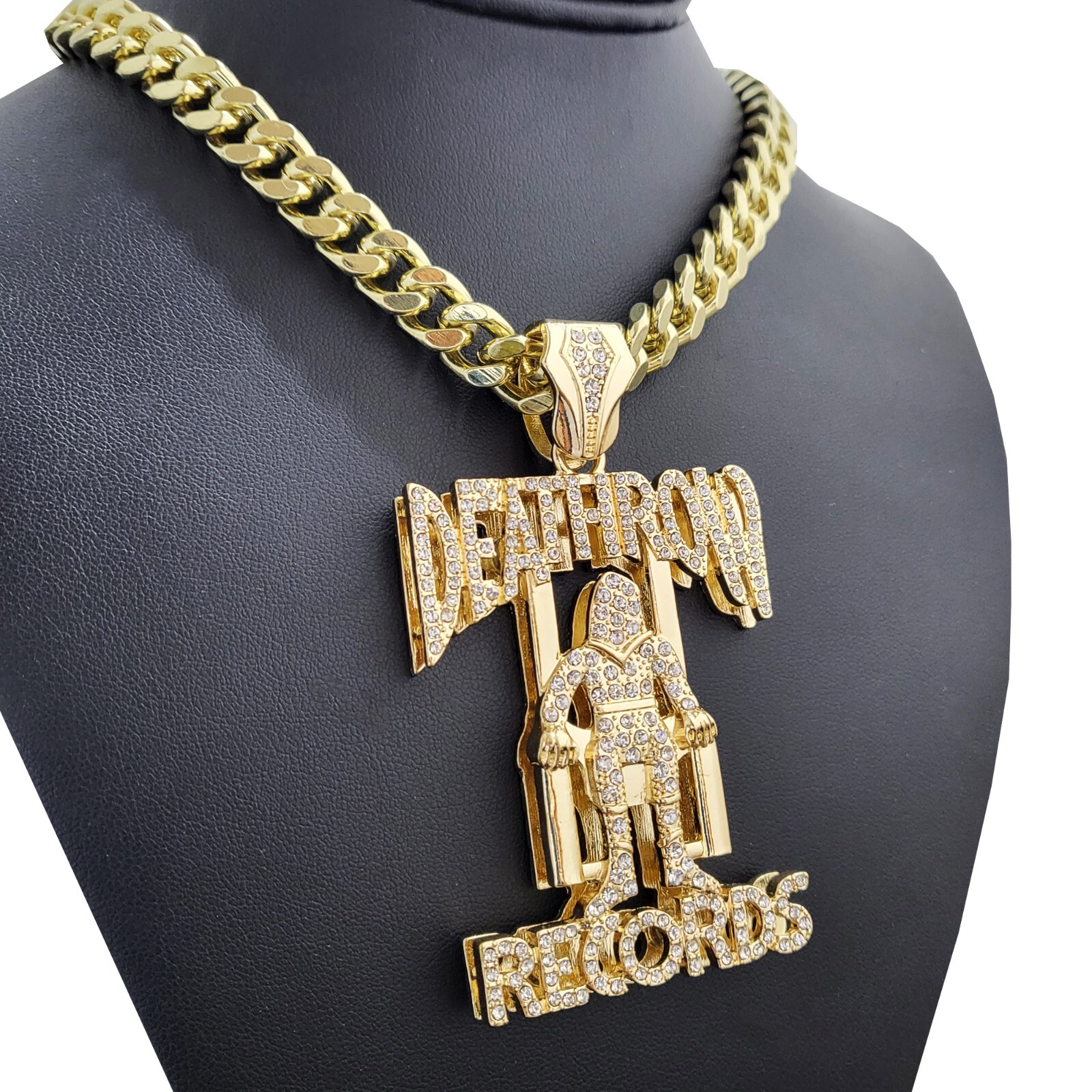 Hip Hop Rapper Cubic Zirconia Gold Plated Pendant 18″ ~ 30″ Cuban Chain Necklace