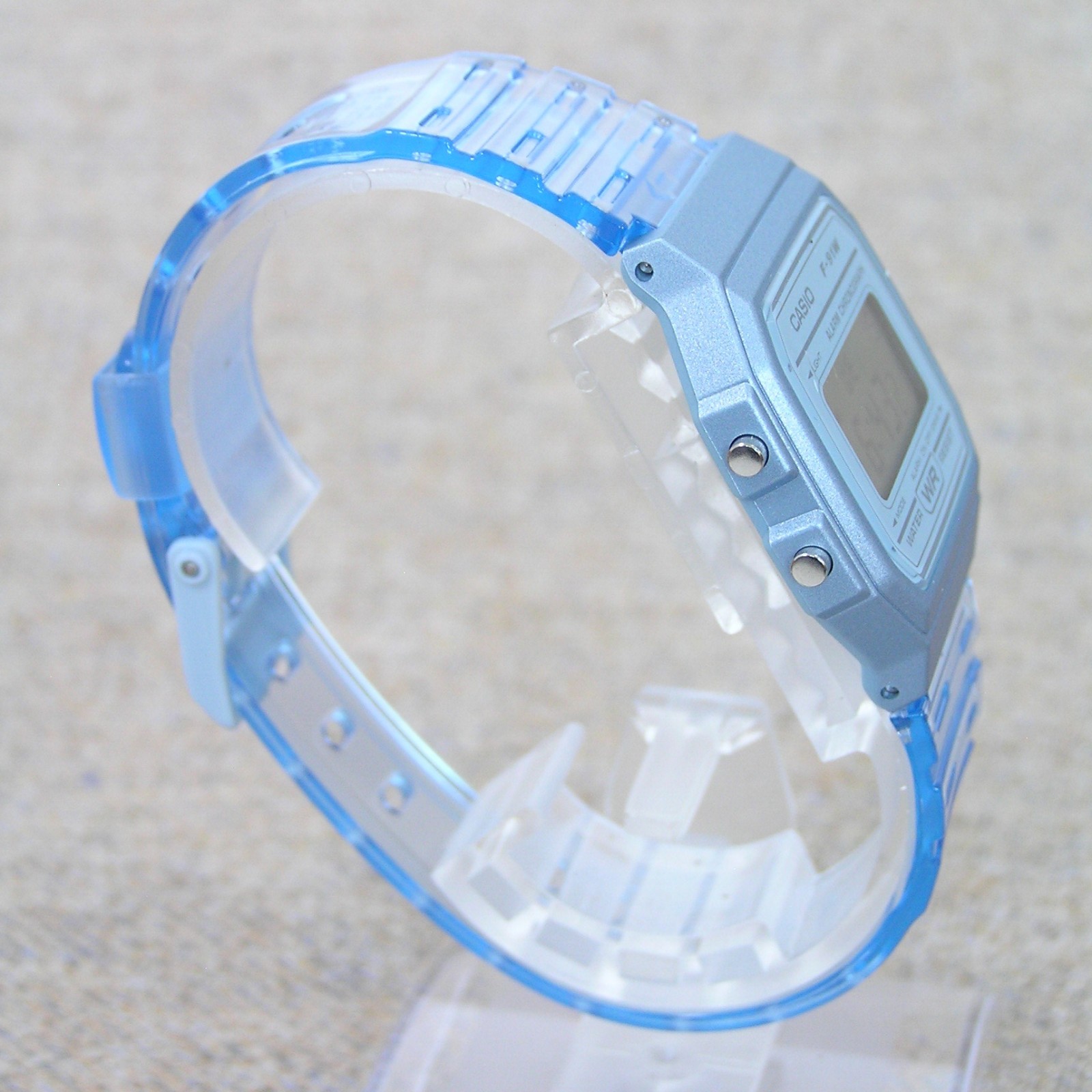 UK STOCK CASIO F-91WS-2JH Japan Exclusive Digital Watch Clear Blue Import Model